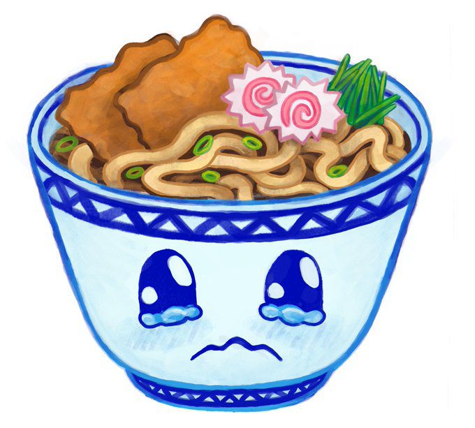 Digital illustration of a bowl of Unhappy Udon