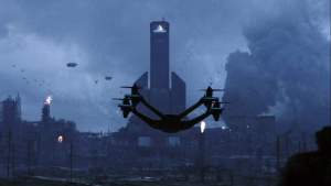 Autofac image of drone flying towards Autofac factory