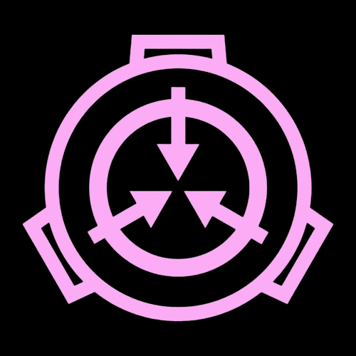 SCP Foundation logo shaded pink with a black background