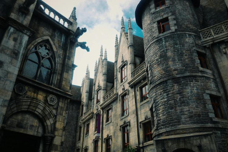 photo of brown, medieval-style concrete buildings